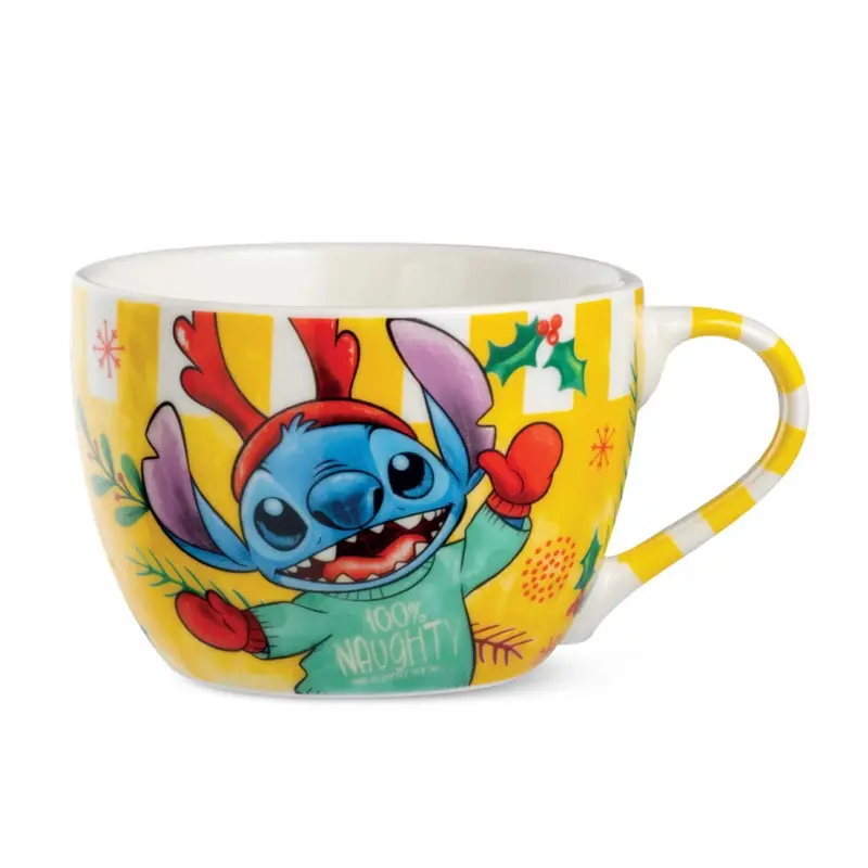Grand mug petit-déjeuner Stitch Noël Jaune - Disney Home Egan