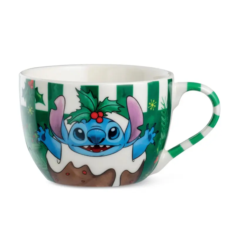 Grand mug petit-déjeuner Stitch Noël Vert - Disney Home Egan