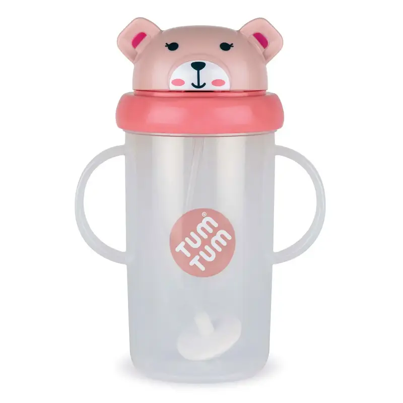 Grande tasse d’apprentissage avec paille Tum Tum - Ourson rose