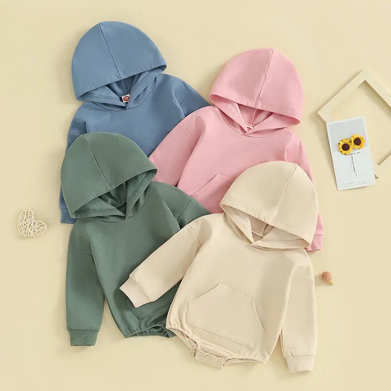 Grenouillère à capuche bébé coton manches longues - combinaison unisexe 0-24 mois