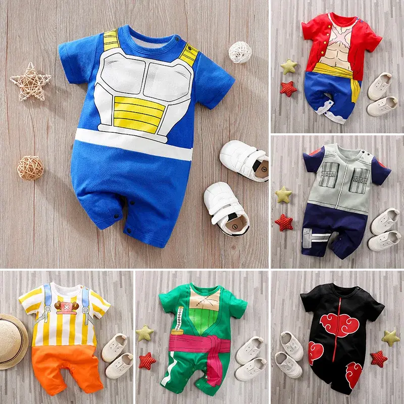 Grenouillère bébé manches courtes style anime - combinaison légère coton 0-18 mois