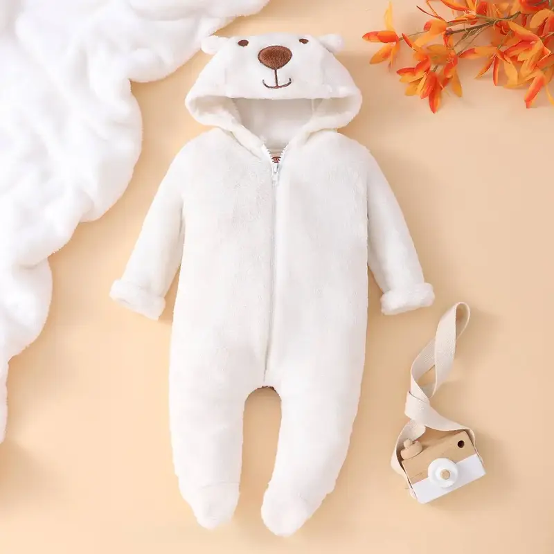 Grenouillère capuche fermeture éclair Mybooni — Motif ours 0-18M