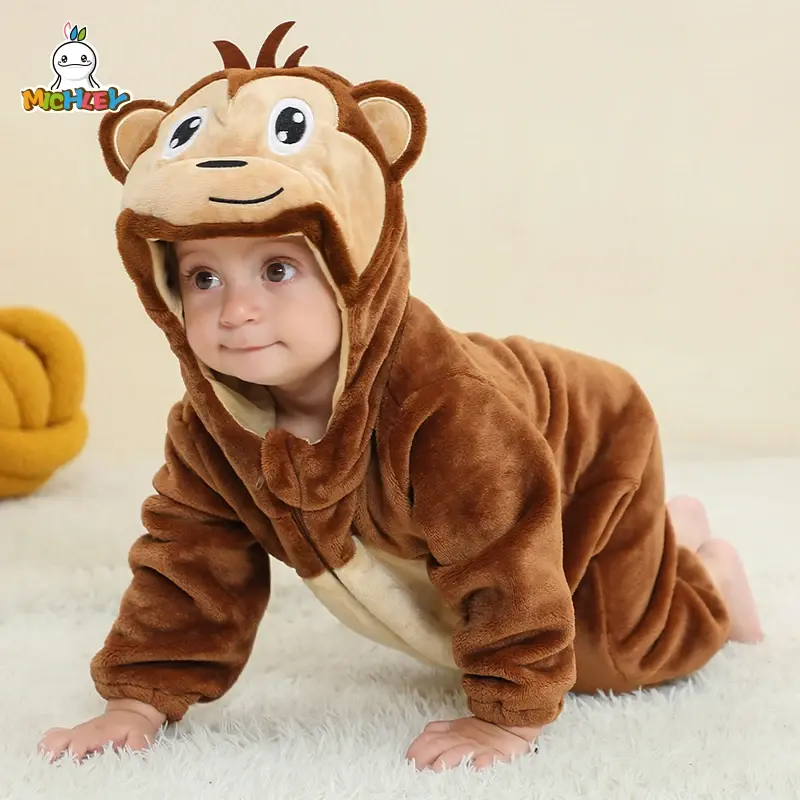Grenouillère hiver animaux à capuche Mybooni — Combinaison 0-18M