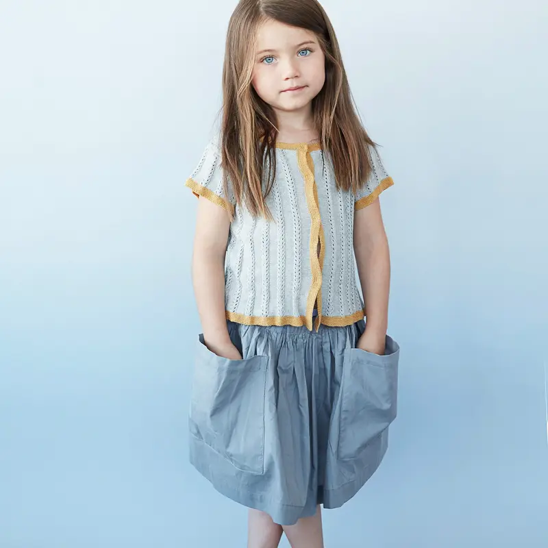 Handmade Cotton Pocket Skirt - Grey - 9-12y only