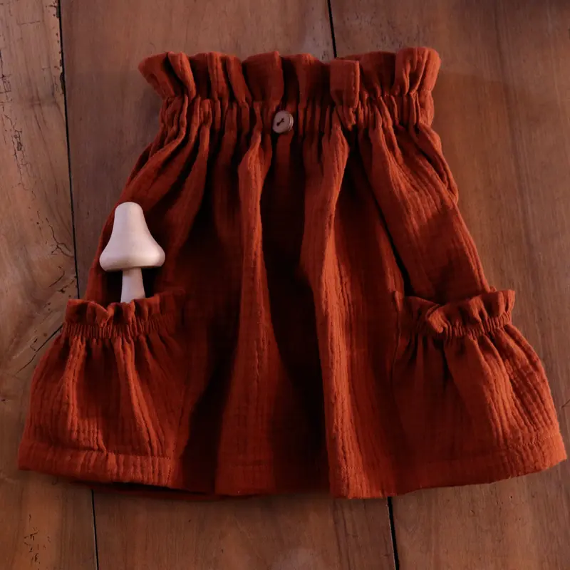 Handmade Organic Cotton Muslin Skirt - Rust - 3-4y ONLY