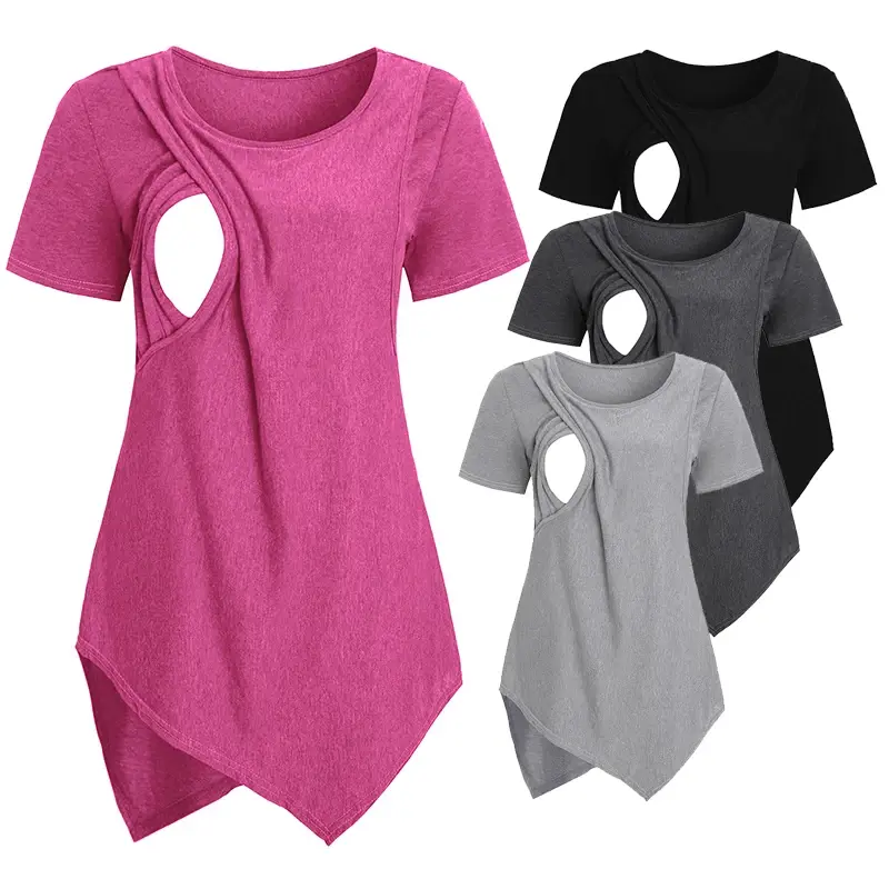 Haut allaitement maternité doux casual manches courtes - t-shirt infirmière femme enceinte été