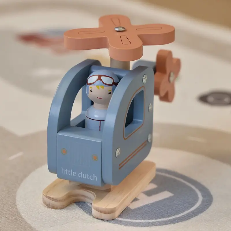 Hélicoptère en bois avec figurine – jouet 18 mois