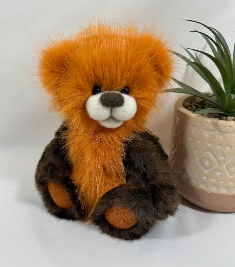 Hélios – Ours de collection articulé 20 cm orange et marron