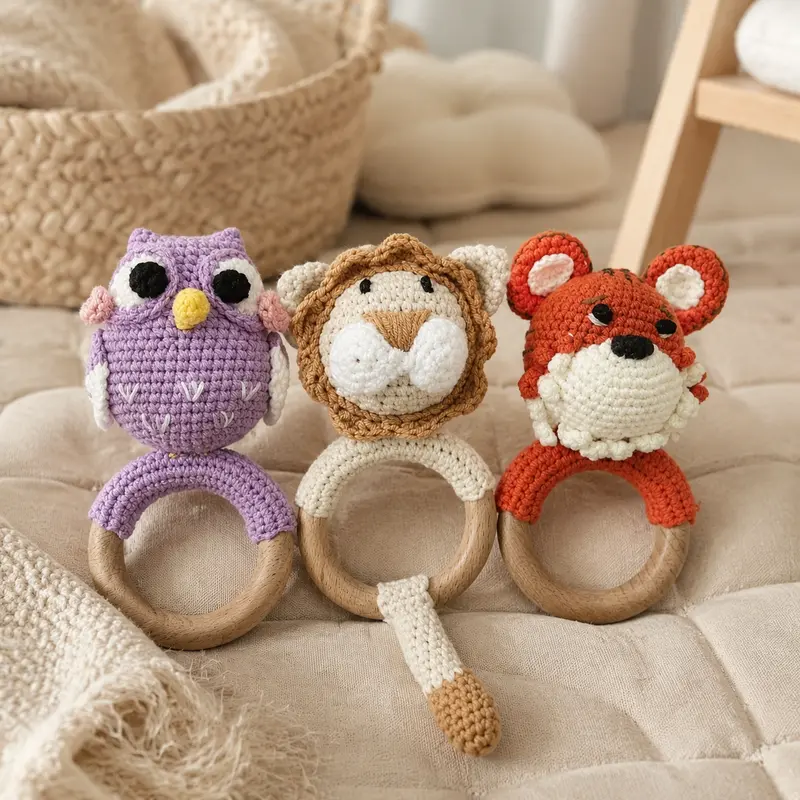 Hochet Bébé Animaux en Crochet et Bois – 37 Modèles