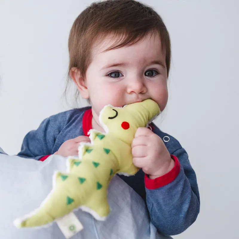 Hochet doudou crocodile en coton bio