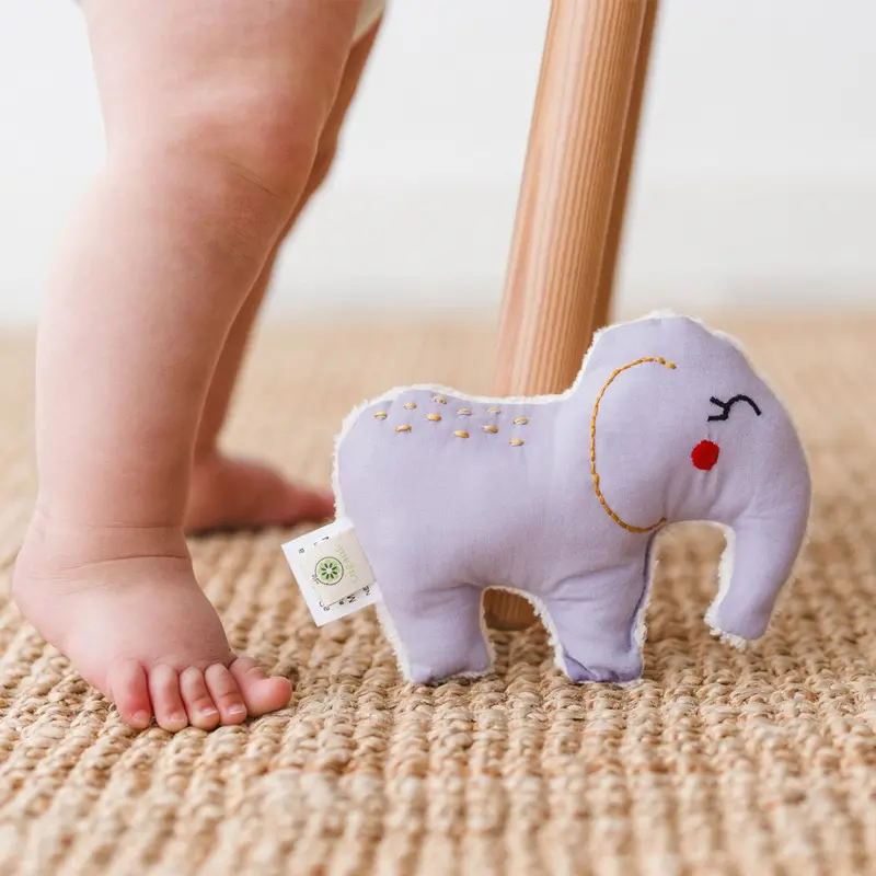 Hochet doudou éléphant en coton bio
