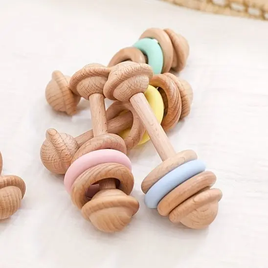 Hochet en bois bébé | Éveil sensoriel Montessori