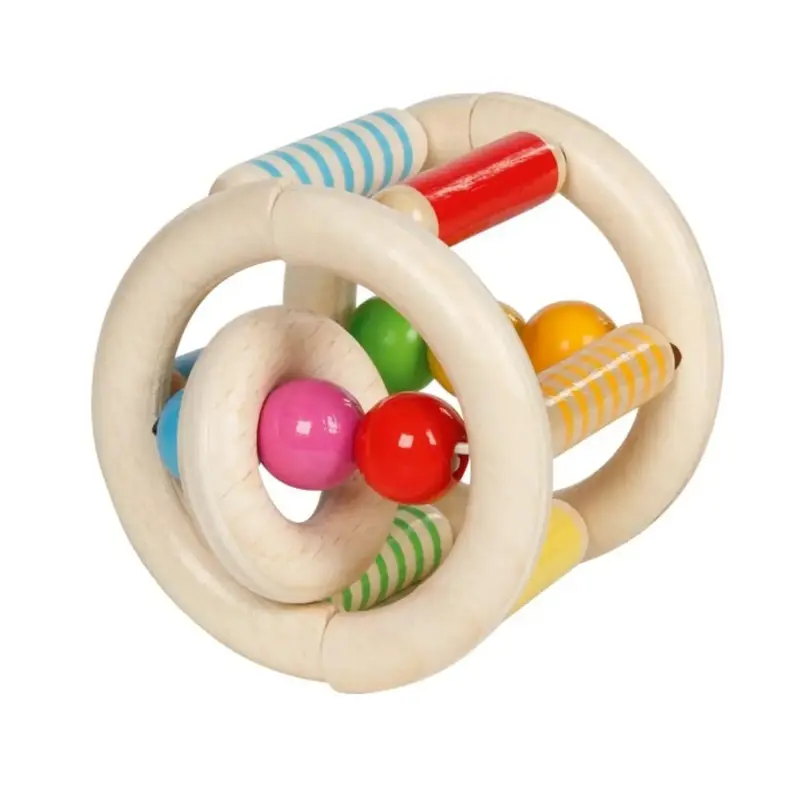 Hochet en bois bébé Goki flexible à faire rouler