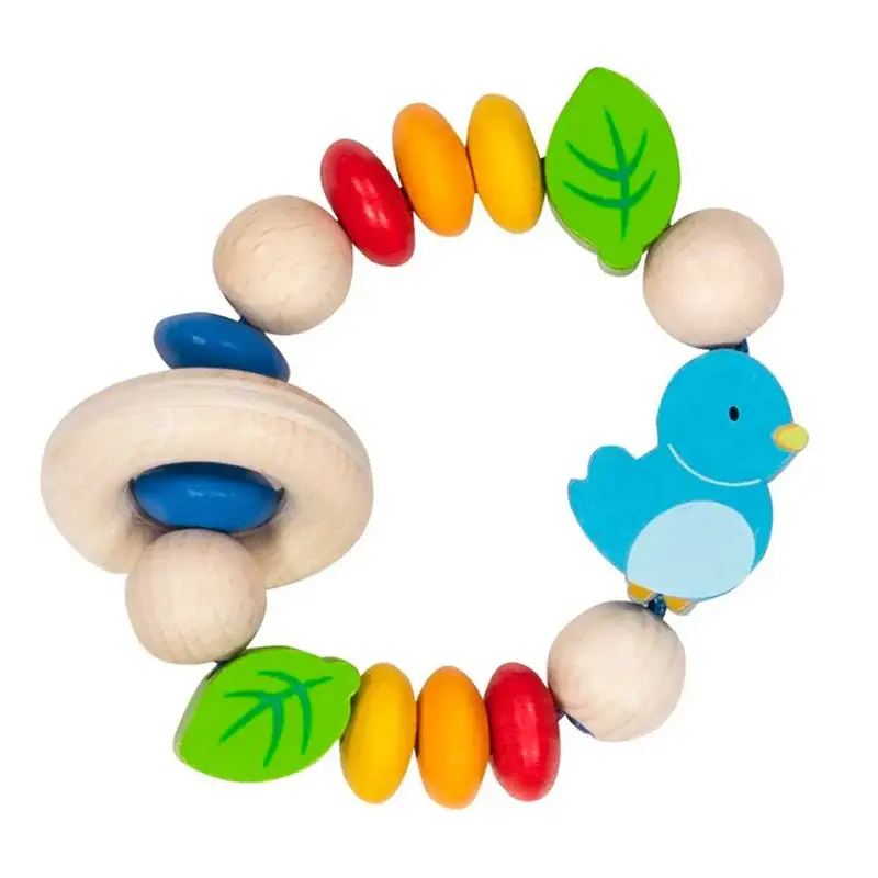 Hochet en bois Goki - Oiseau bleu