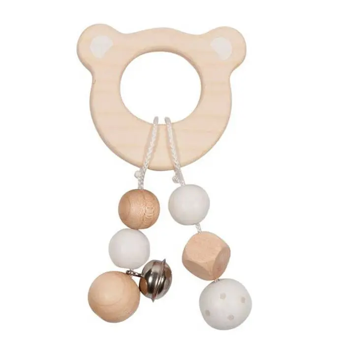 Hochet en bois tête d'ours Goki