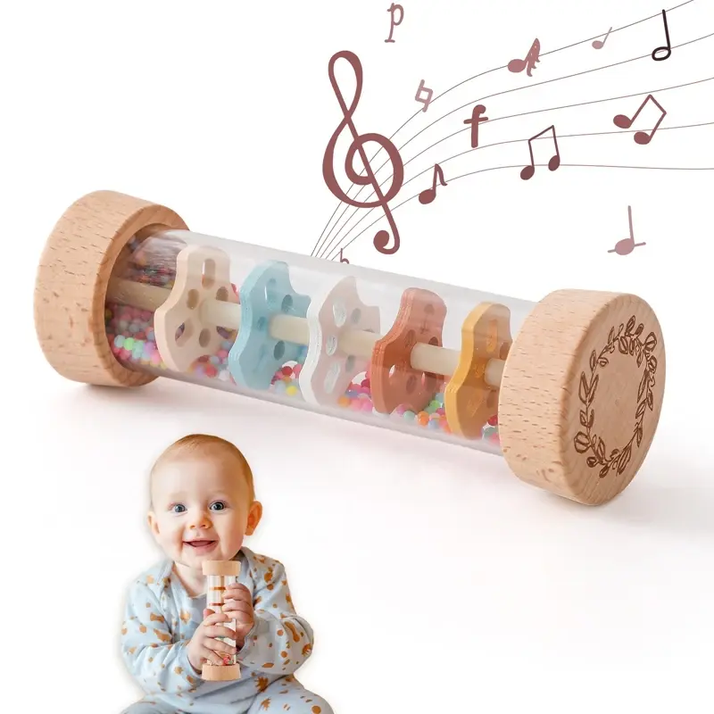Hochet pluie Montessori sablier arc-en-ciel - jouet sensoriel musical bébé