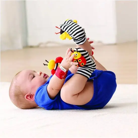 Hochet poignet bébé | Bracelets et chaussettes d’éveil sensoriel