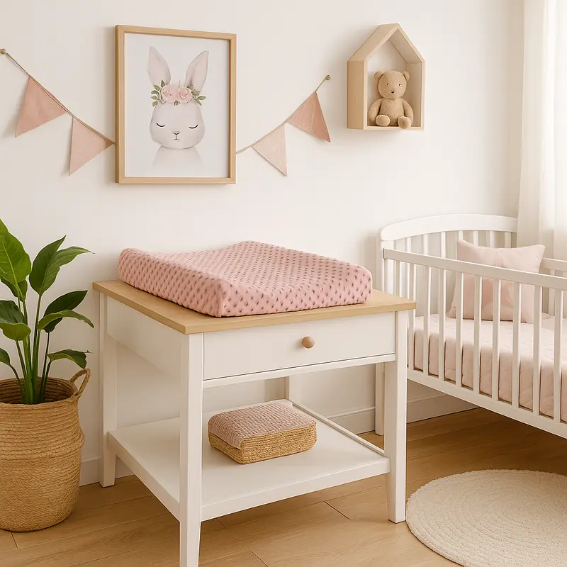 Housse de matelas à langer en minky | DouceurProtectrice