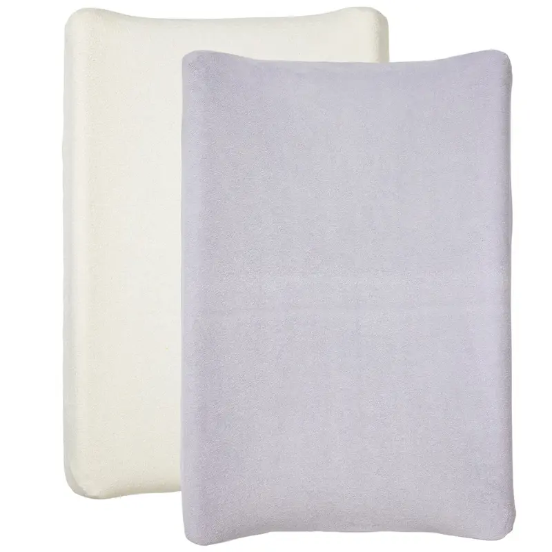 Housse pour matelas à langer Écru / Lilas - Lot de 2 - Eponge - Housse matelas à langer 50x70 cm