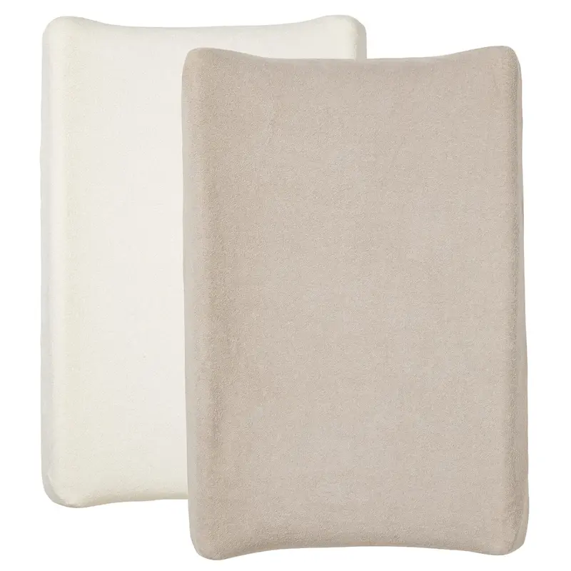 Housse pour matelas à langer Écru / Taupe - Lot de 2 - Eponge - Housse matelas à langer 50x70 cm