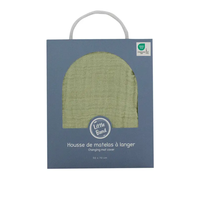 Housse pour matelas à langer Tilleul en Gaze de coton - Housse matelas à langer 50x70 cm