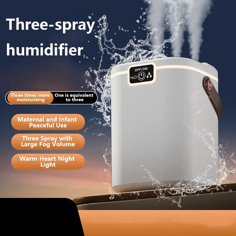 Humidificateur 3 buses veilleuse 2L Mybooni — Silencieux purificateur d'air Type-C