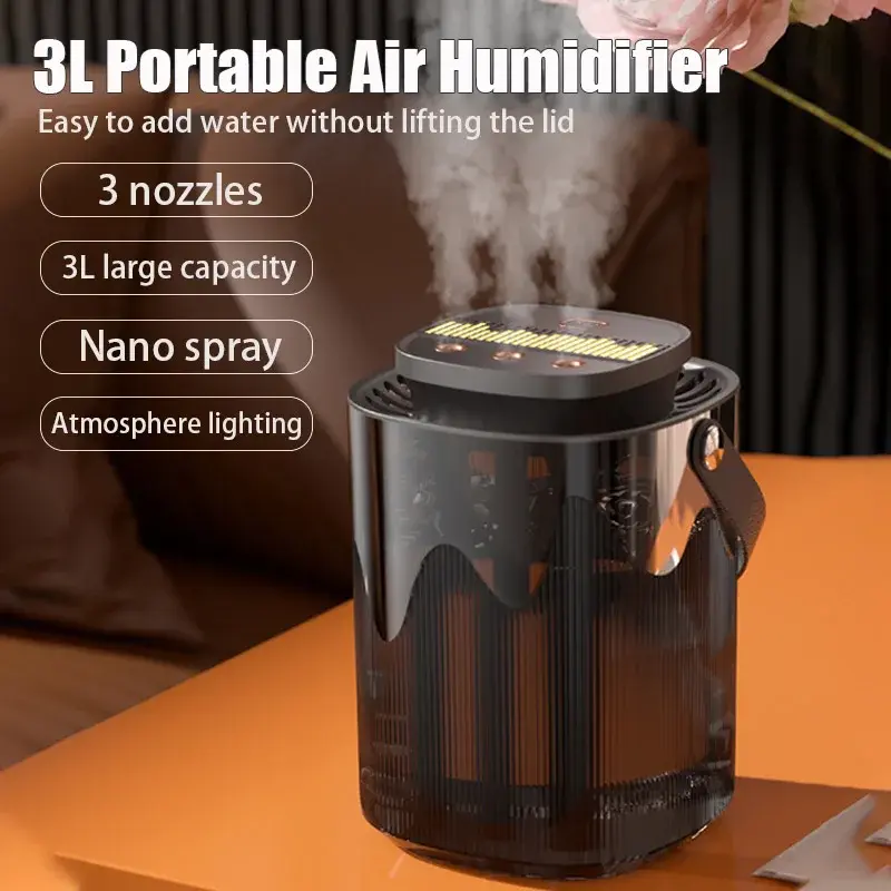 Humidificateur diffuseur d'arômes 3L Mybooni — 3 buses, 12h autonomie, mode nuit