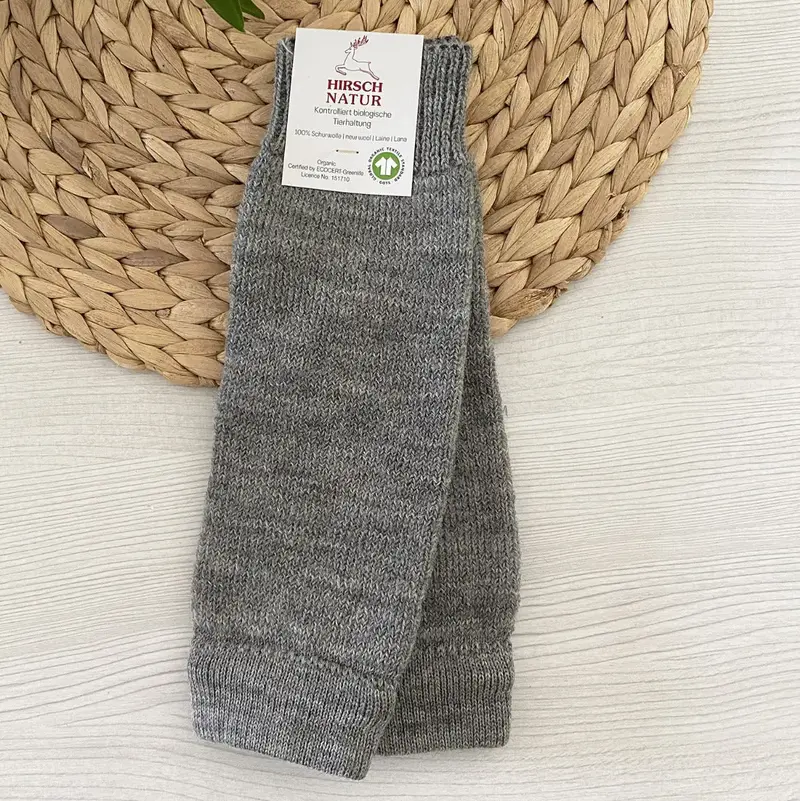 Jambières en laine vierge bio Hirsch Natur – Gris