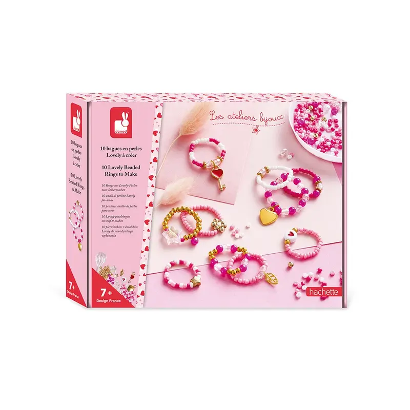 Janod - 10 bagues en perle à créer - Lovely - 5 ans+