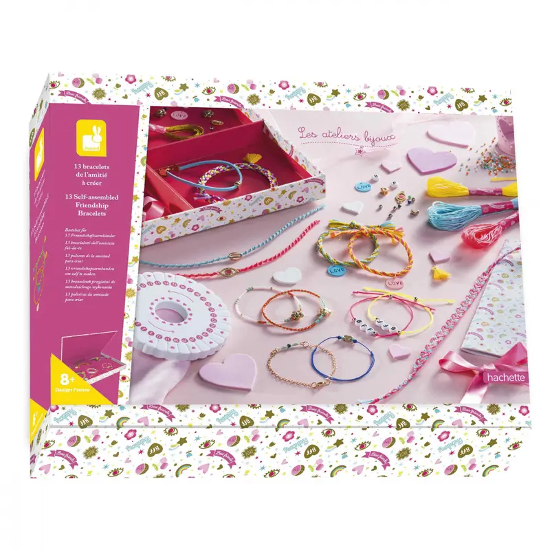 Janod - 13 Bracelets de l'amitié à crée - Kit créatif - 6 ans+
