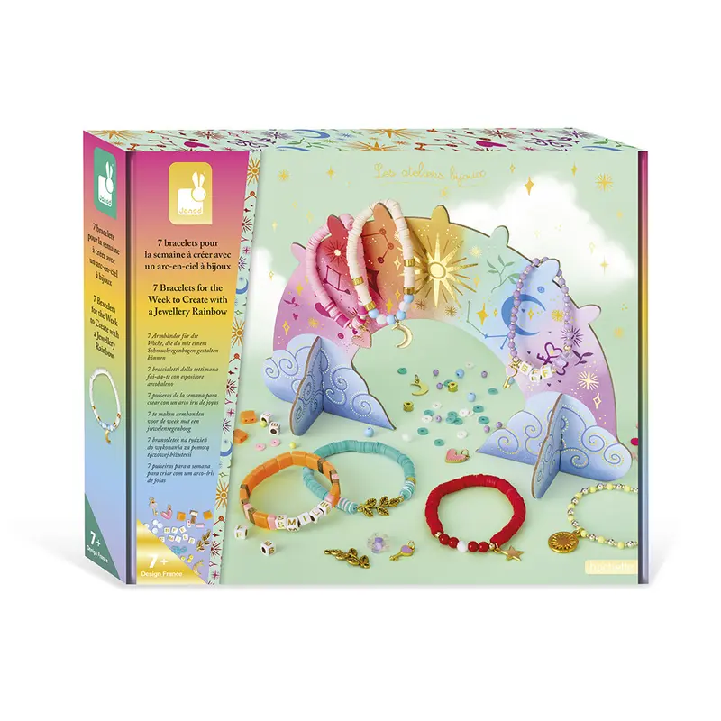 Janod - 7 Bracelets pour la semaine à créer - Kit créatif - 6 ans+