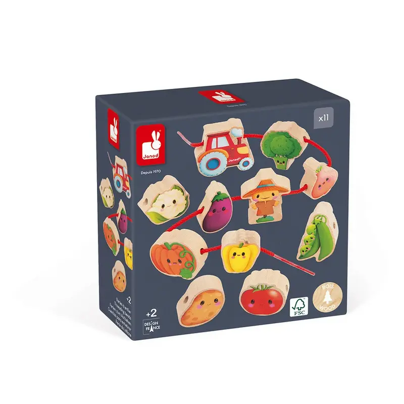 Janod - Perles à enfiler - Potager - Ferme - 2 ans+
