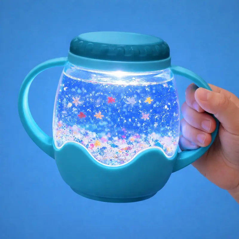 Jarre jouet sensoriel lumineux enfant – bocal apaisant dès 18 mois Bleue