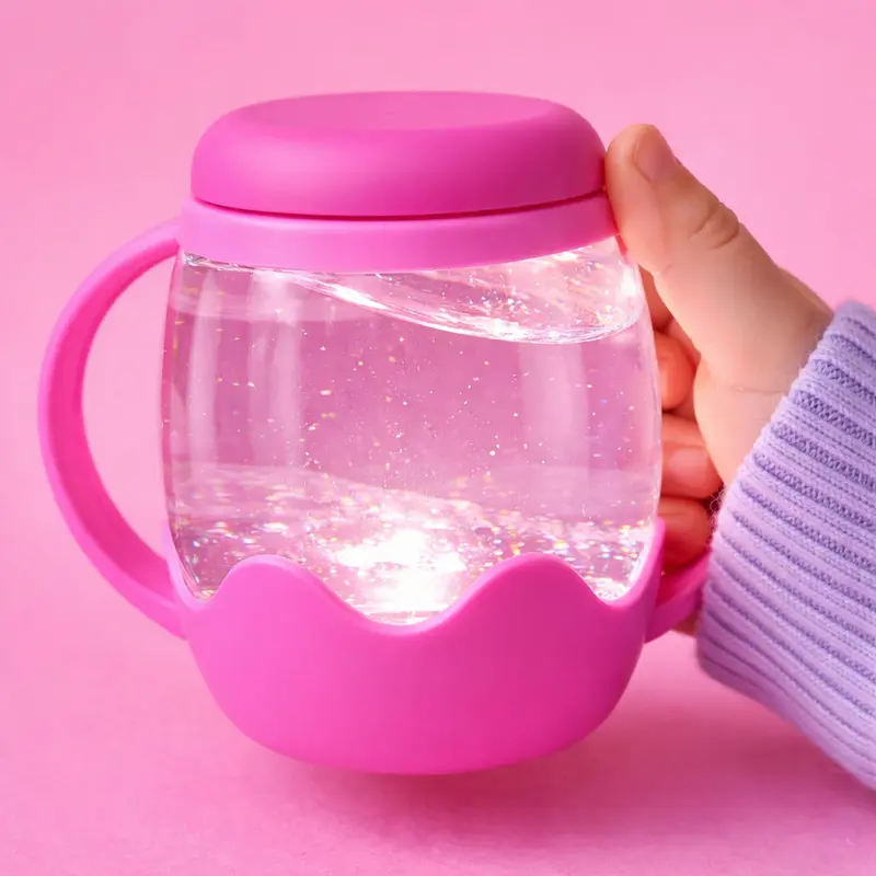 Jarre jouet sensoriel lumineux enfant – bocal apaisant dès 18 mois rose