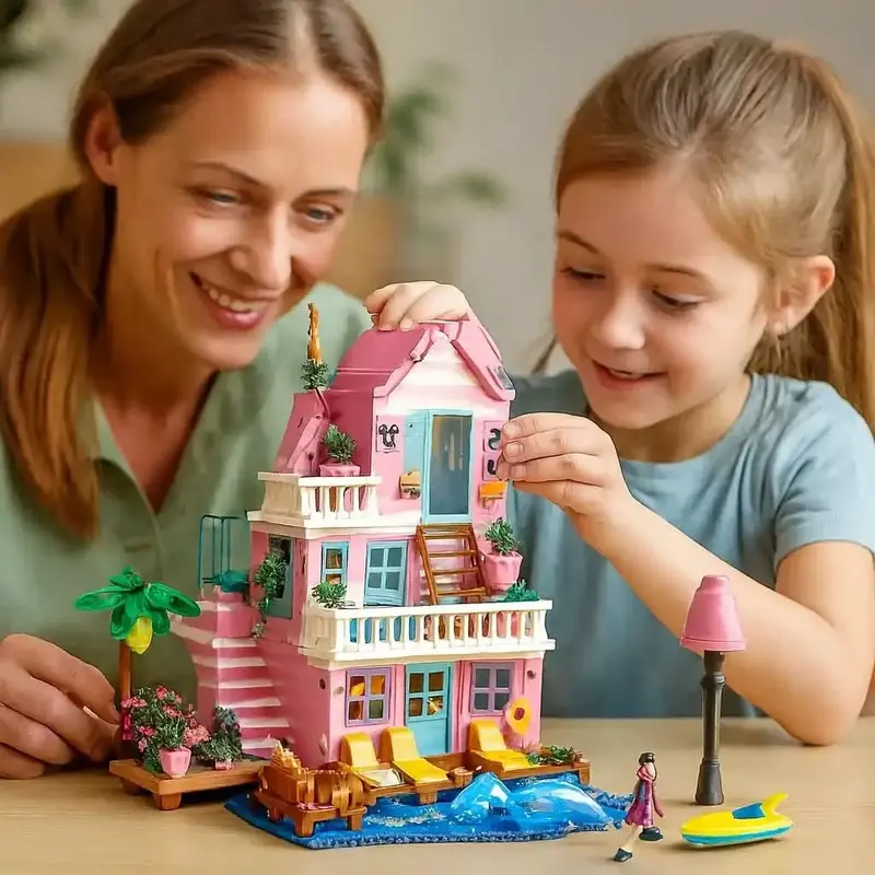 Jeu de construction de maison avec figurines pour fille