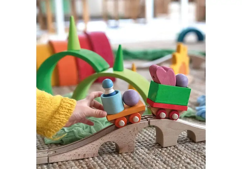 Jeu de construction train en bois Grimm's