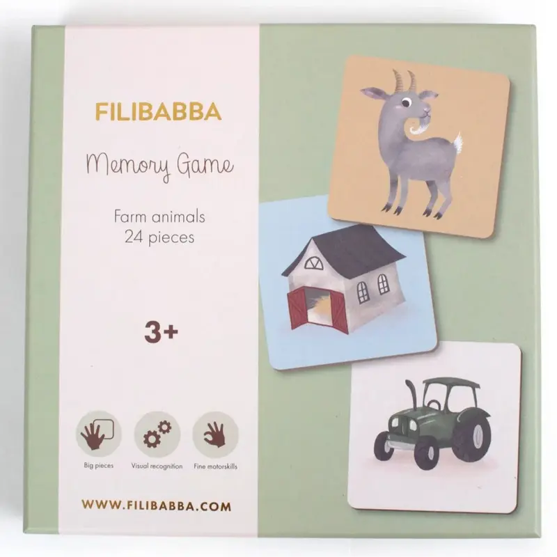 Jeu memory (24 pièces) - Animaux de la ferme - Filibabba