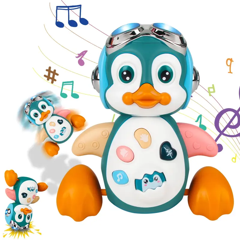 Jouet musical pingouin rampant bébé - pingouin dansant lumineux développement éveil