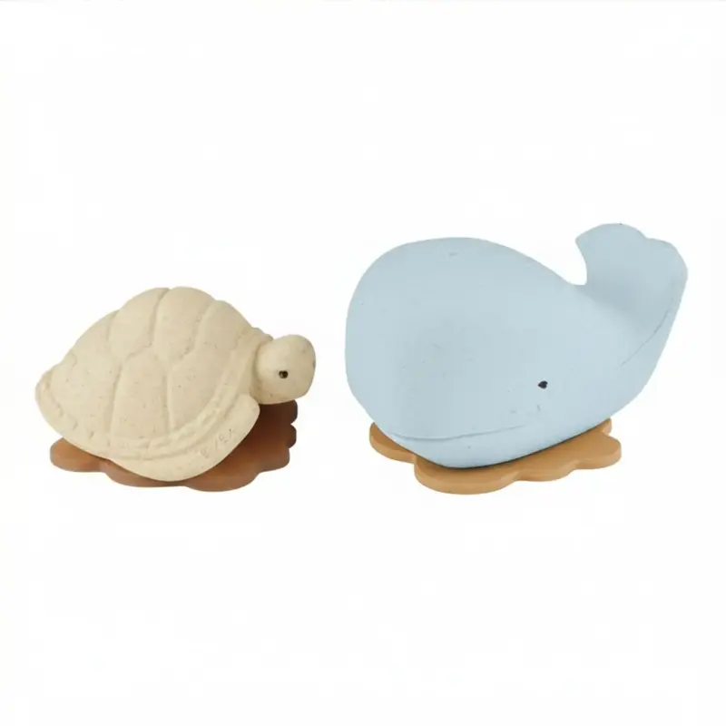 Jouets de bain en caoutchouc recyclé Hevea - Baleine & Tortue