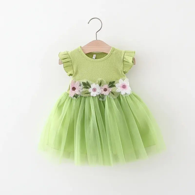 Jupe tulle fleurie bébé fille manches volantes - robe rayée tricot 9-36 mois