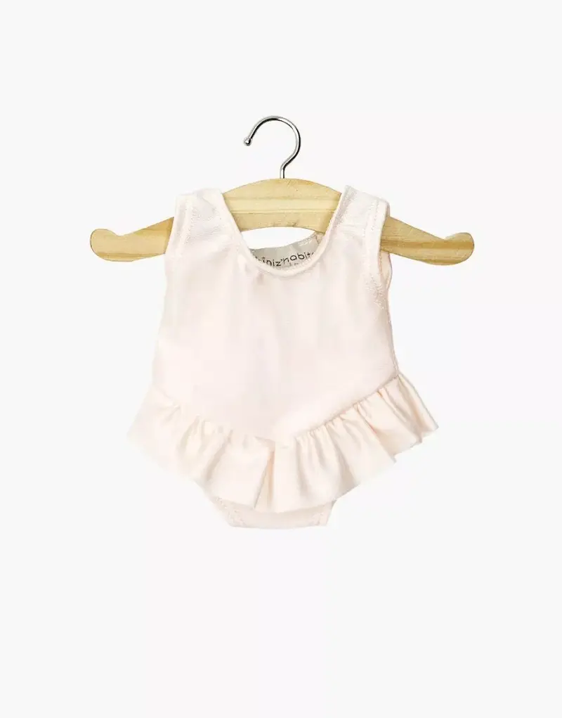 Justaucorps à volants Maïa en lycra rose nude- minikane