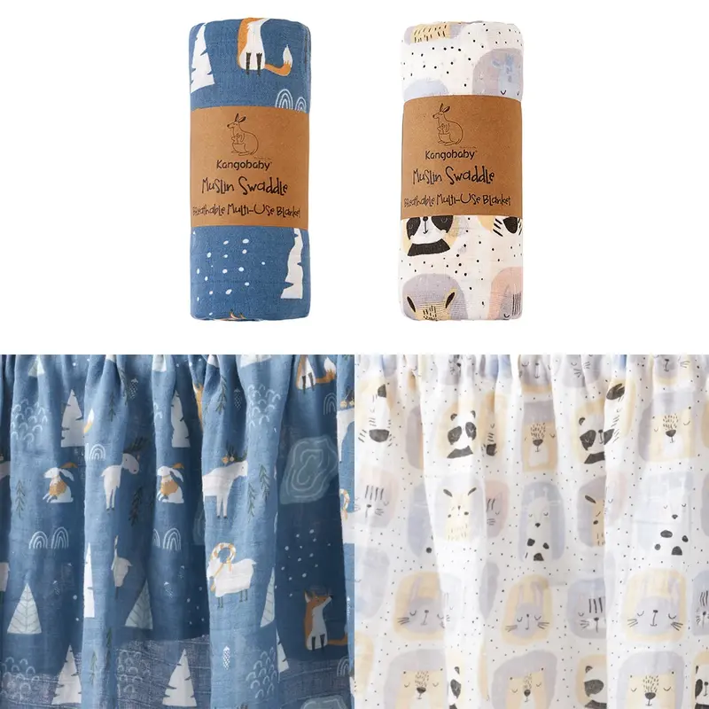 Kangobaby Lot 2 Couvertures Mousseline Bébé Coton Bio Doux
