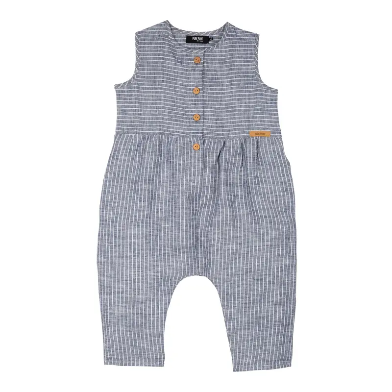 Kids Linen Romper - Navy - 18m-4y