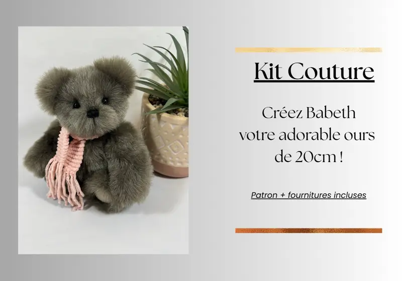 🧸 Kit couture – Créez Babeth, votre adorable ours de 20 cm