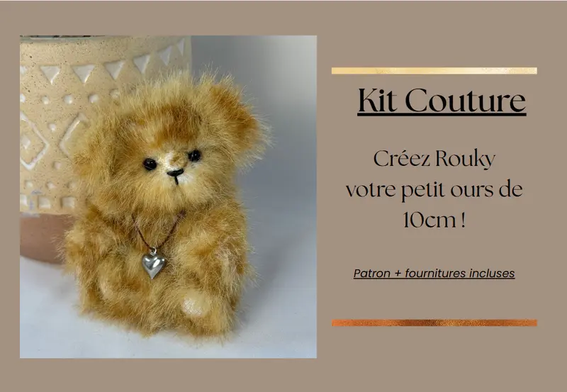 🧵 Kit Couture Mini Ours Rouky 10 cm 🧸 – Patron & Fournitures Incluses