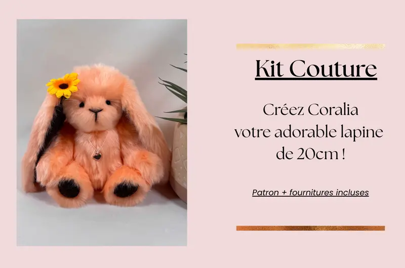 Kit couture peluche lapin Coralia 20 cm – DIY peluche artisanale