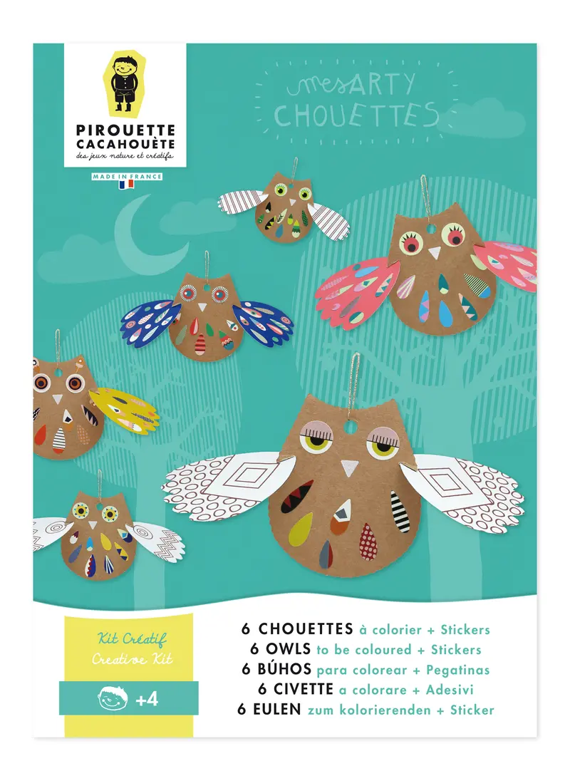 Kit créatif 6 chouettes à colorier « Mes Arty Chouettes »