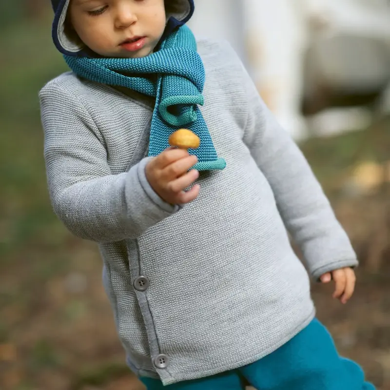 Knitted Merino Wool Cardigan - Grey Mélange - 3-4y ONLY