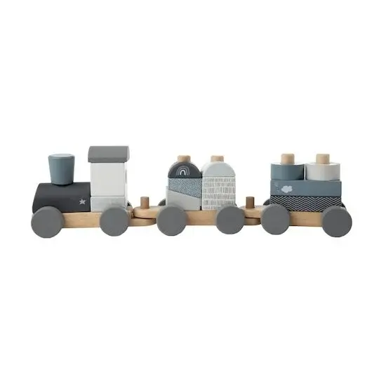 Label Label - Train empilable en bois - Bleu 👶1 an+