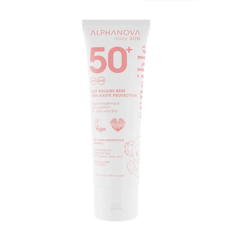 Lait solaire bébé très haute protection SPF50+ Alphanova